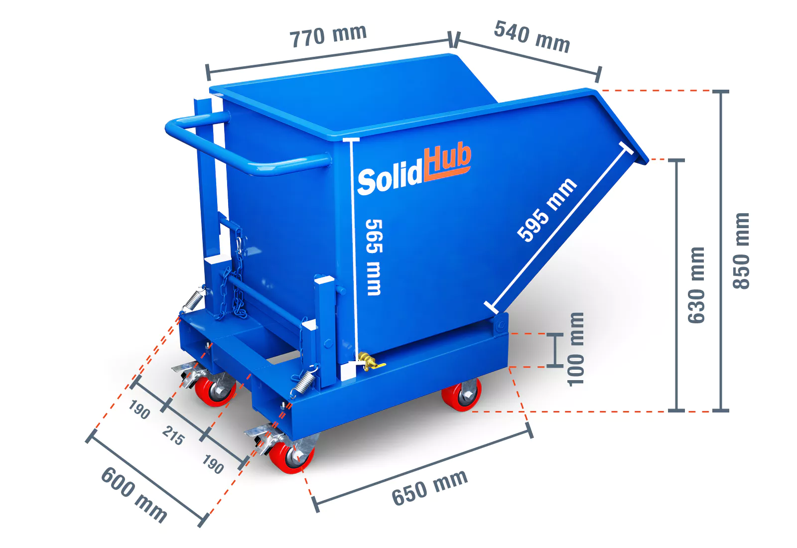 Kiepwagenbak voor vorkheftruck (287 liter) - Afbeelding 2